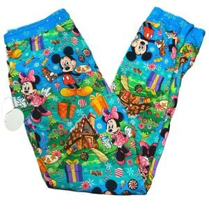 NWT Bad & Bamboojee Disney Christmas Joggers Mickey Minnie Gingerbread Sz. Small